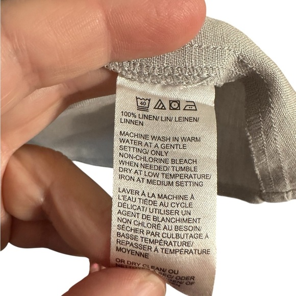 Saks Fifth Avenue 100% Linen Light Gray Women's Open Front Waterfall Cardigan S - Picture 9 of 10